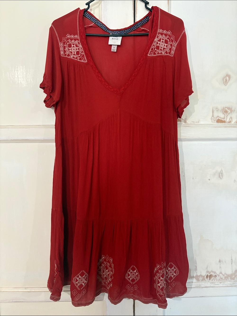 Knox Rose Red Embroidered Mini Dress
